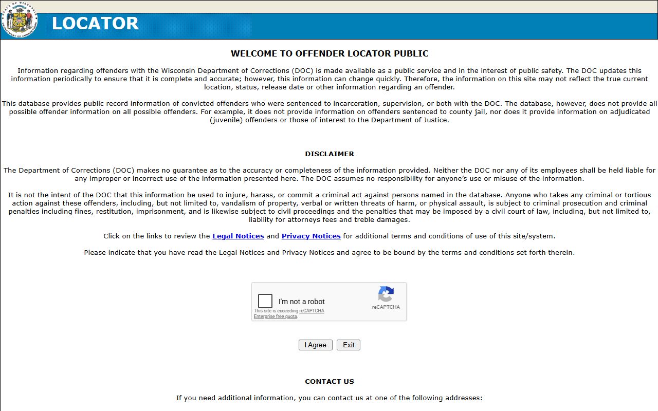 Wisconsin DOC locator for Iowa County inmate records fallback